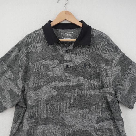 Under Armour Men's 2Xl  UA Playoff Camo Jacquard Polo Shirt Black Gray - Picture 6 of 10